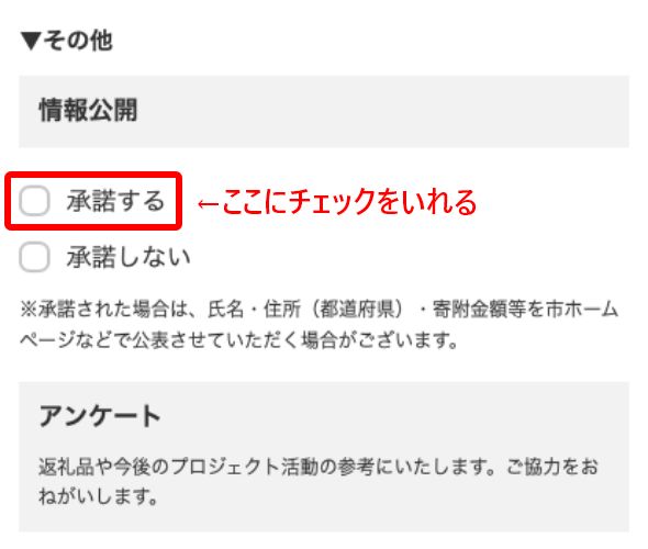 「承諾する」にチェックをいれる